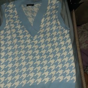 Sky blue checkered vest